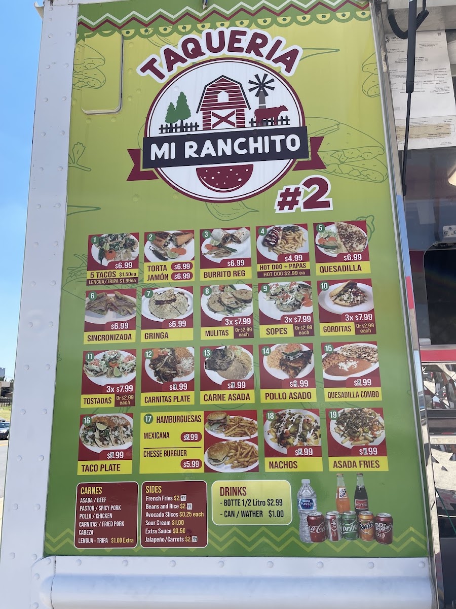 Taqueria Mi Ranchito #2 menu board