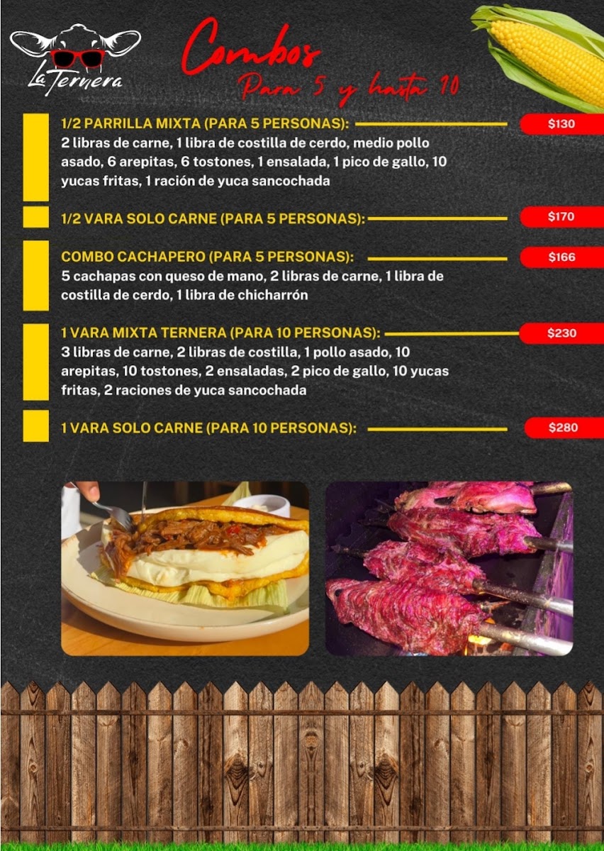 La Ternera Grill menu board