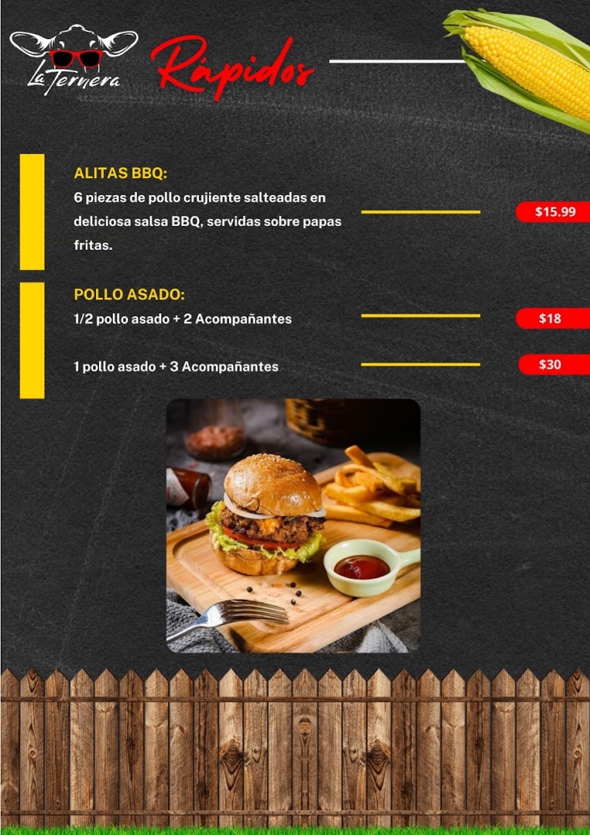 La Ternera Grill menu board