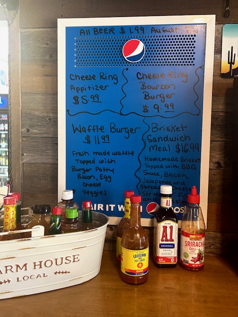 Big Bellies Burgers menu board