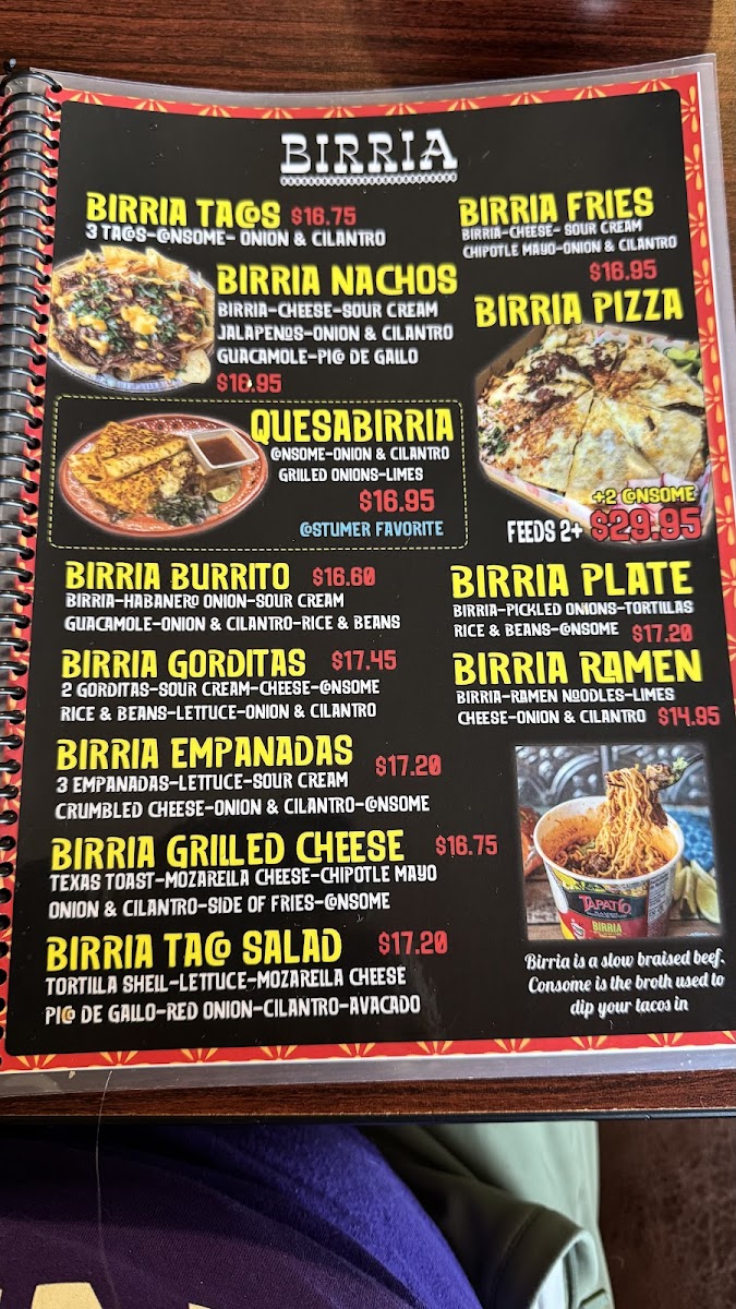 Mama Gorditas Kitchen Mexican Restaurant menu board