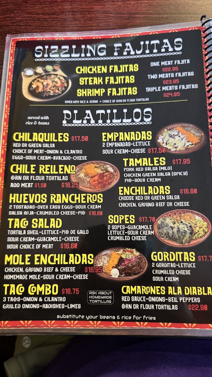 Mama Gorditas Kitchen Mexican Restaurant menu board