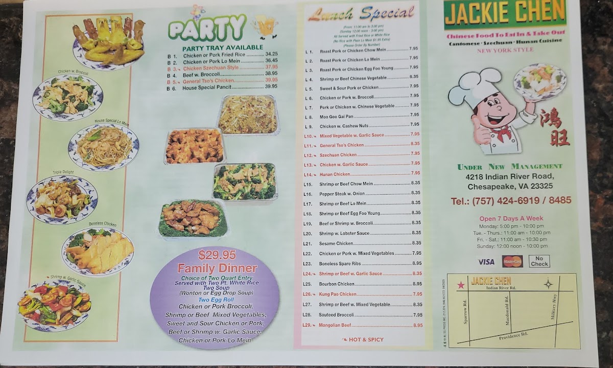 Jackie Chen menu board