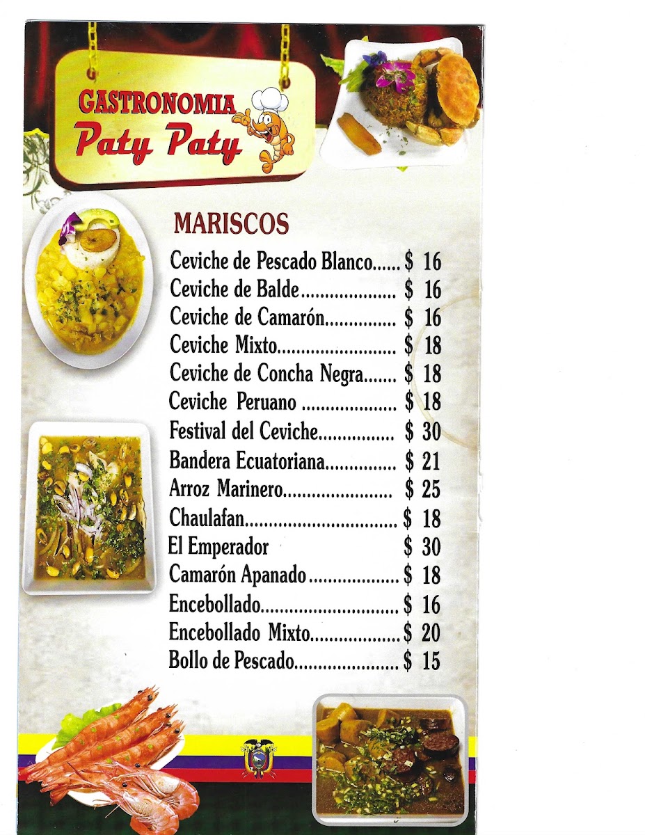 Gastronomia Paty Paty menu board