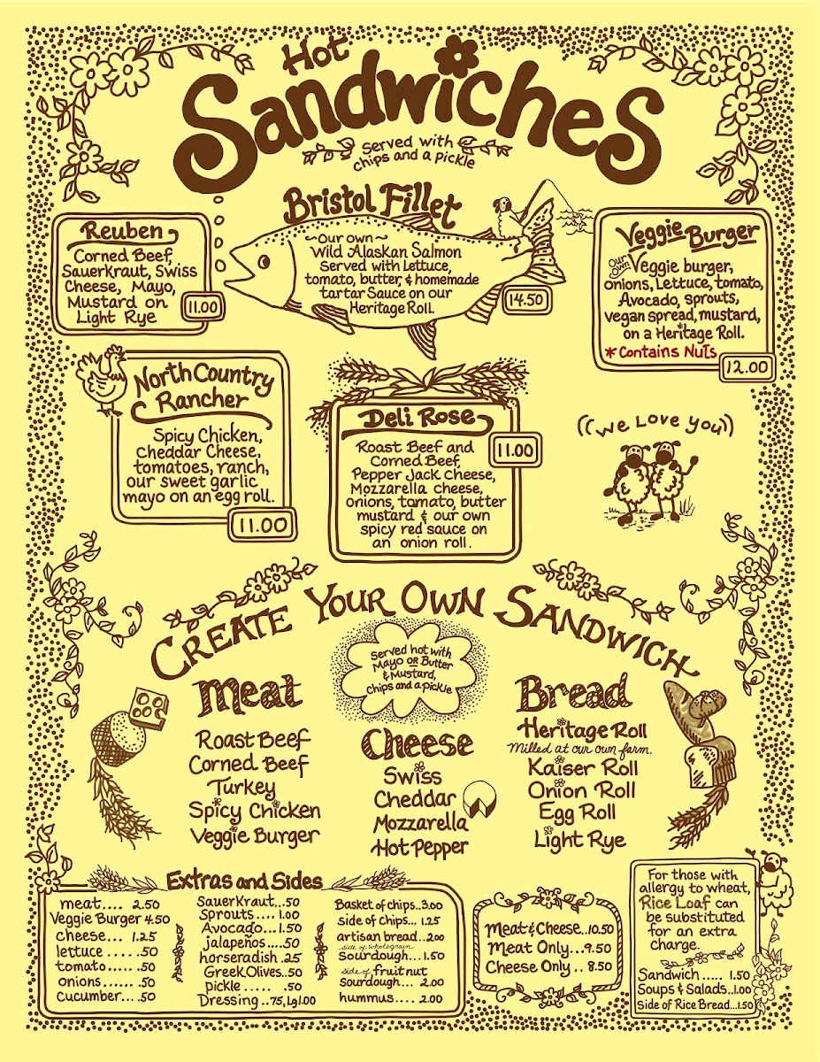 The Yellow Deli menu board