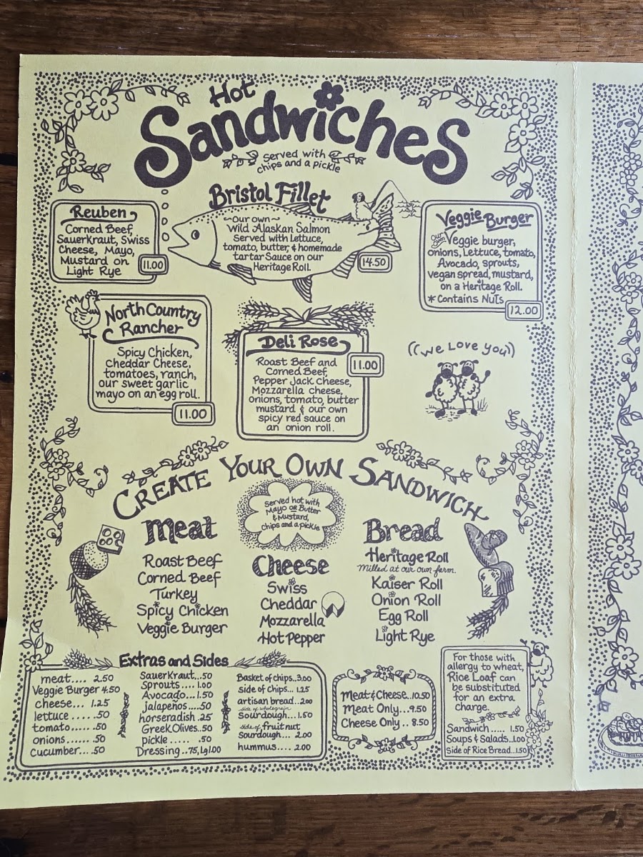 The Yellow Deli menu board