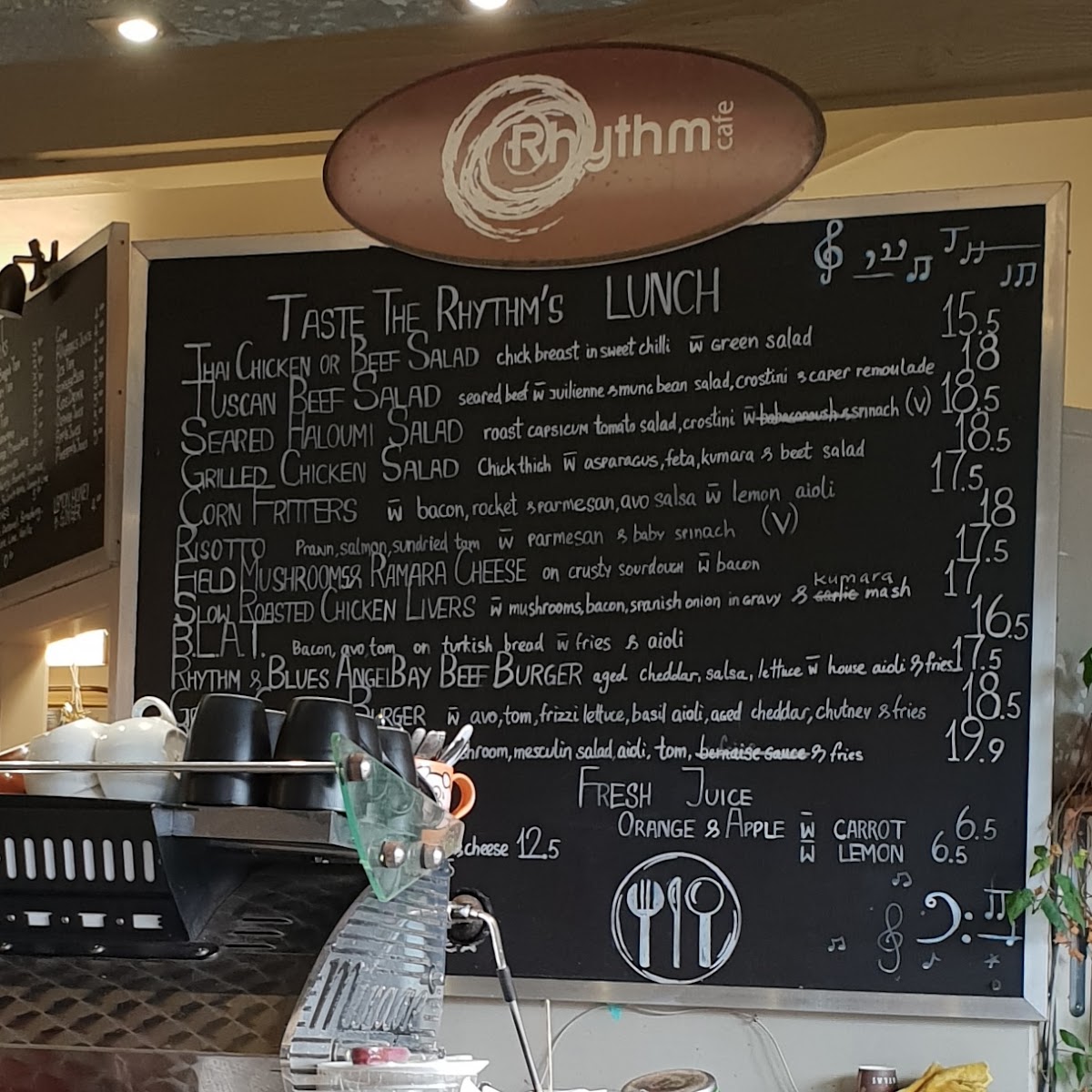 Rhythm Cafe menu board