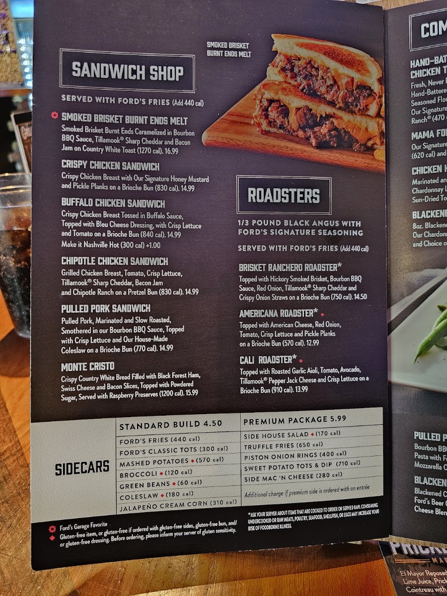 Ford's Garage Oviedo menu board