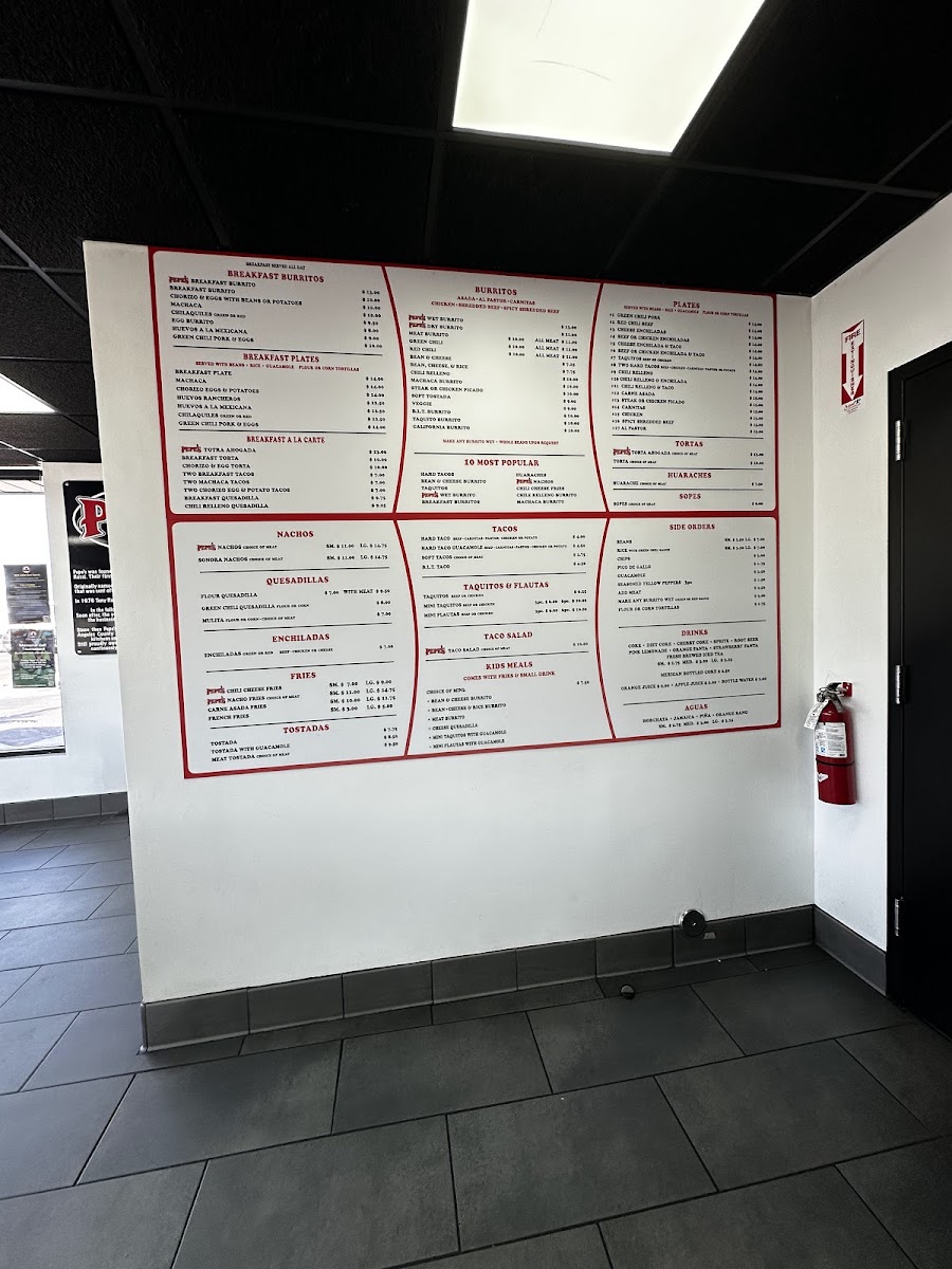 Pepe’s Finest Mexican Food menu board