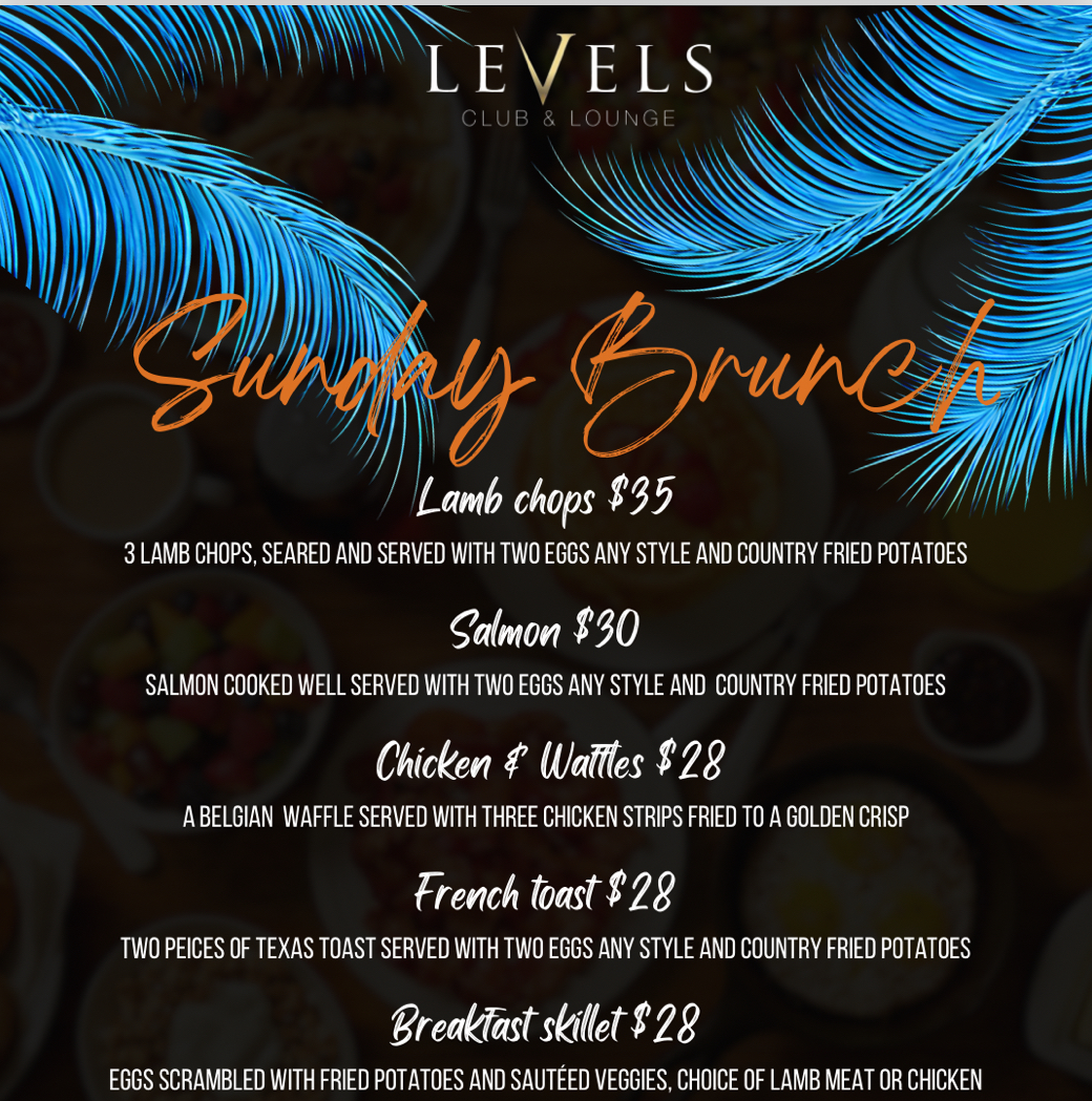 Levels Lounge menu board
