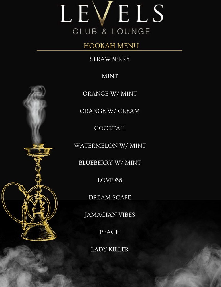 Levels Lounge menu board