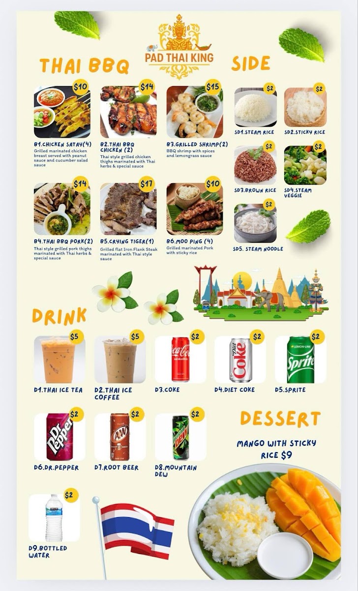 Pad Thai King menu board