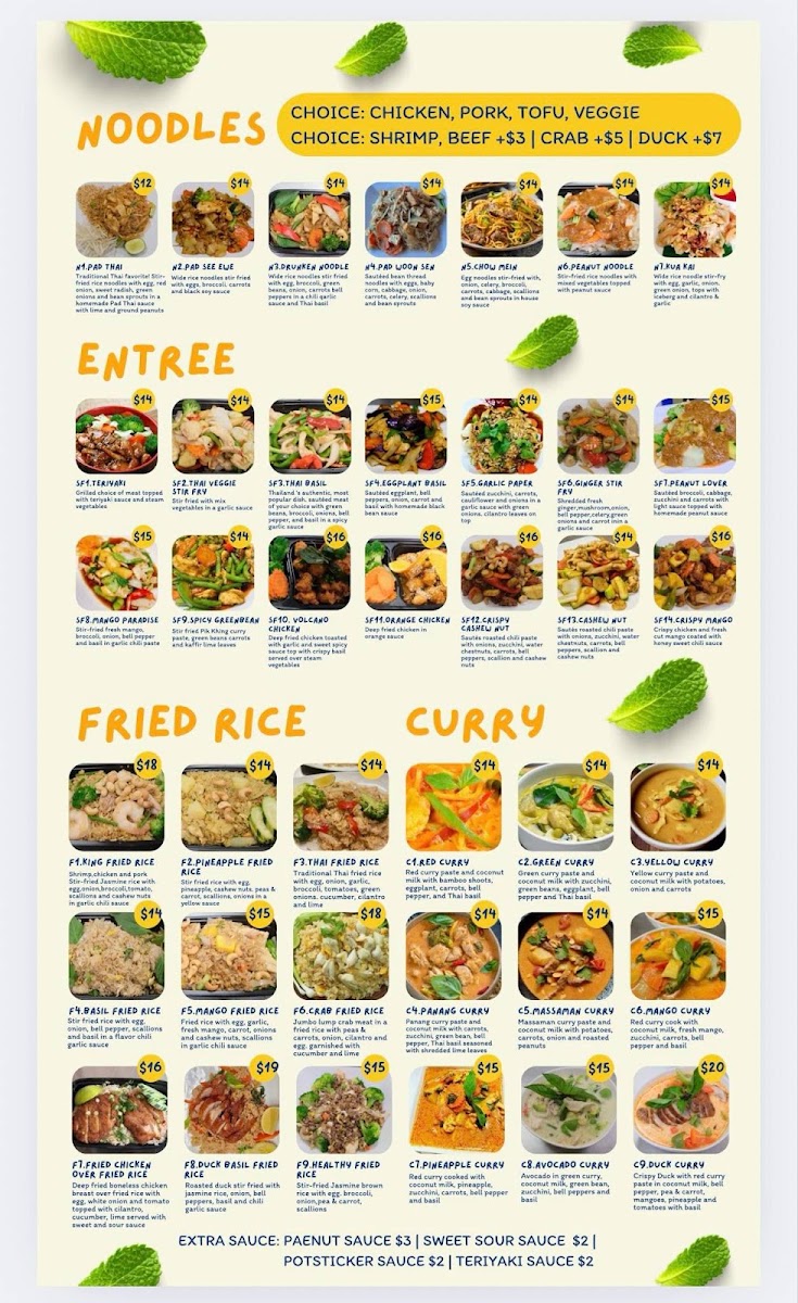 Pad Thai King menu board