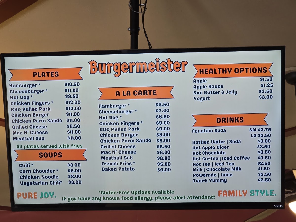 Burger Meister menu board