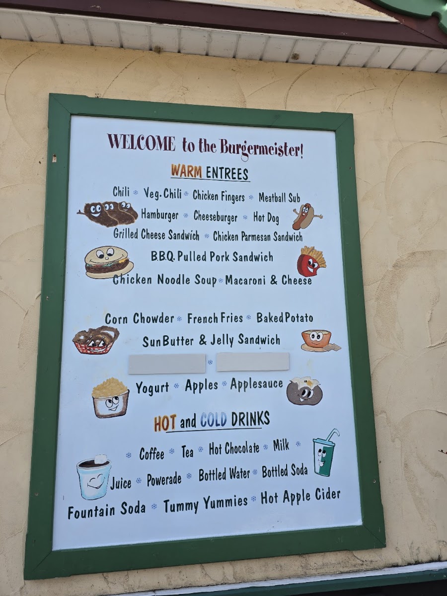 Burger Meister menu board