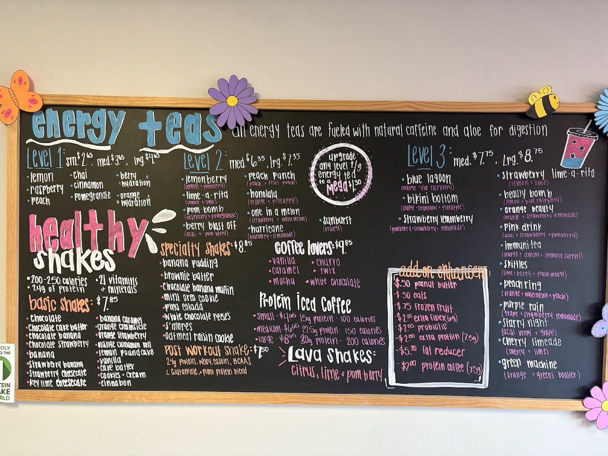 ZIP Nutrition menu board
