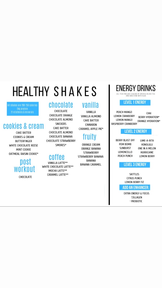 ZIP Nutrition menu board