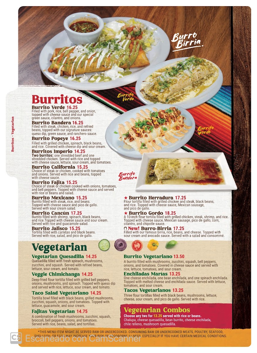 Fuego y Salsa Mexican Grill + Bar menu board