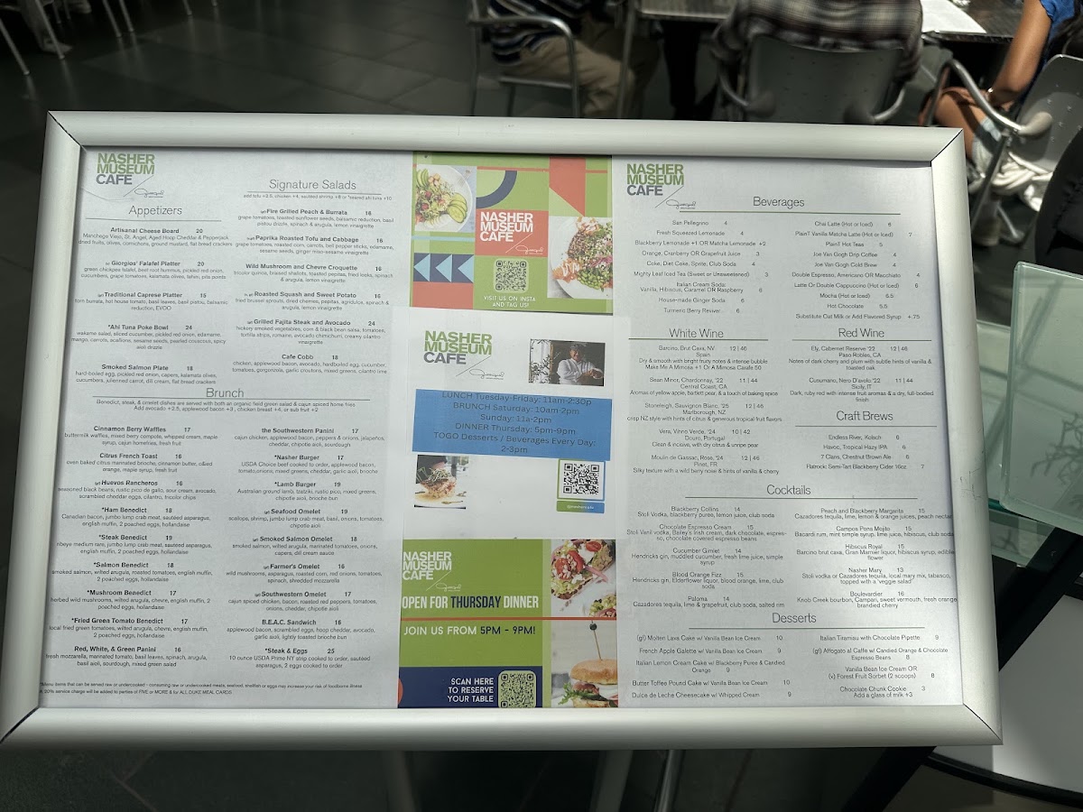 Nasher Cafe menu board