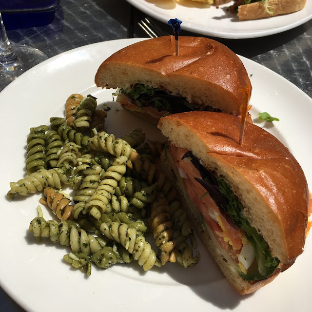 Smoked Salmon Sandwich with Pesto Pasta Side
