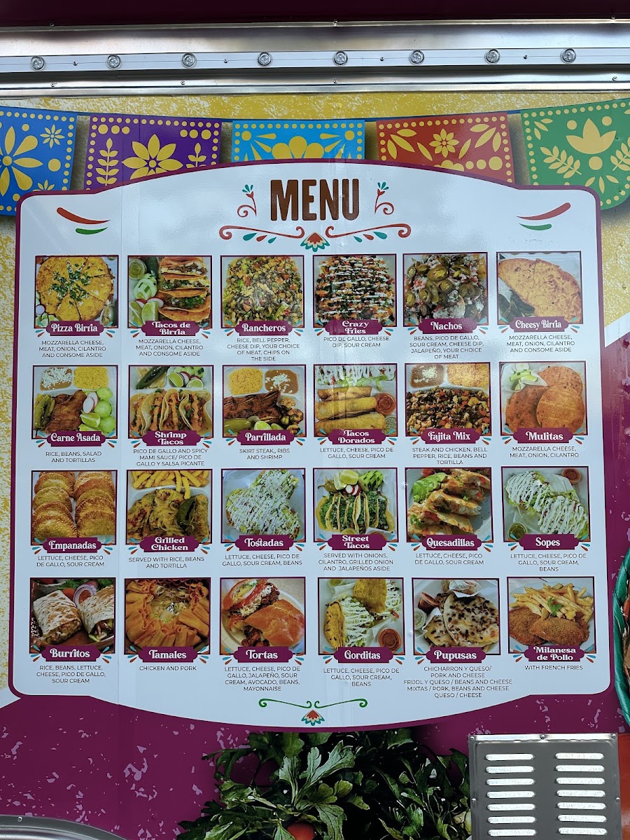 El Sazón de mi Jacal menu board