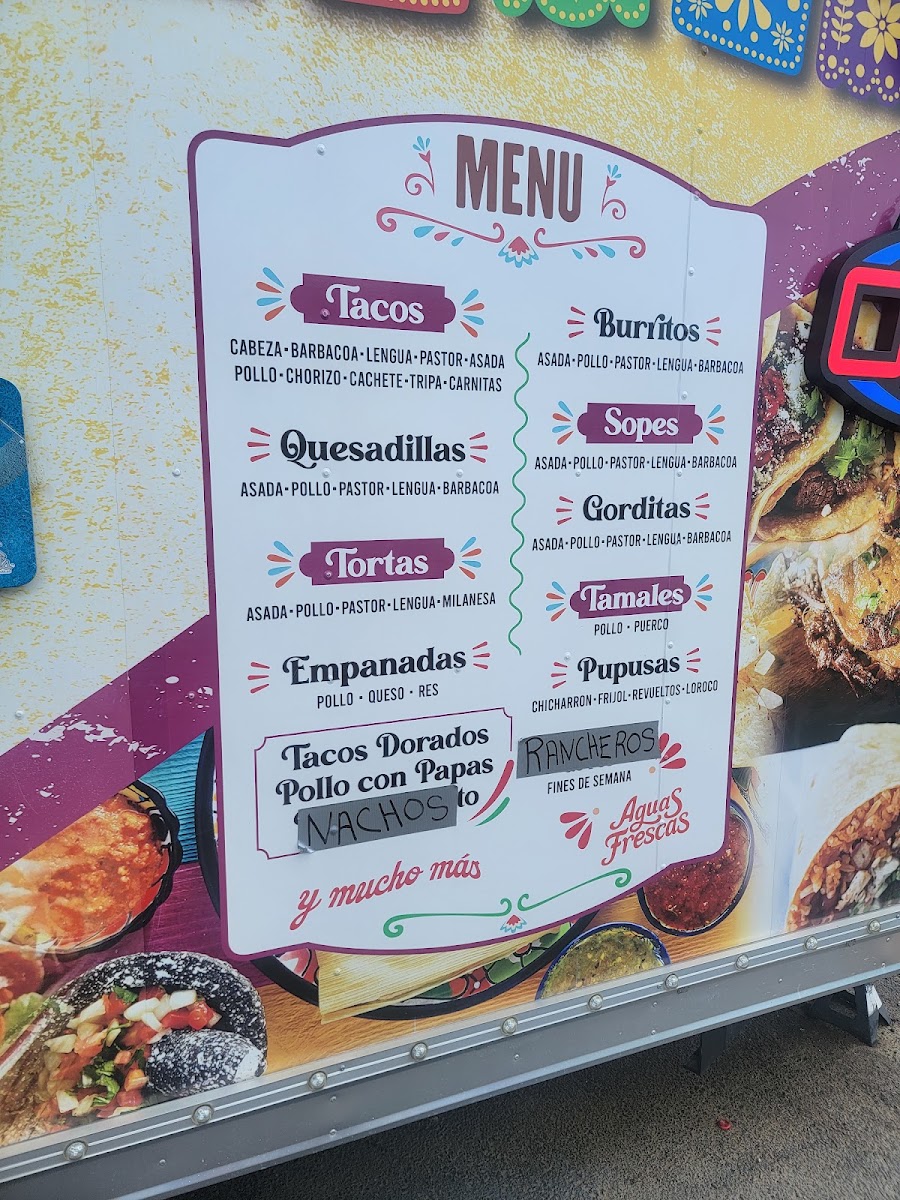 El Sazón de mi Jacal menu board