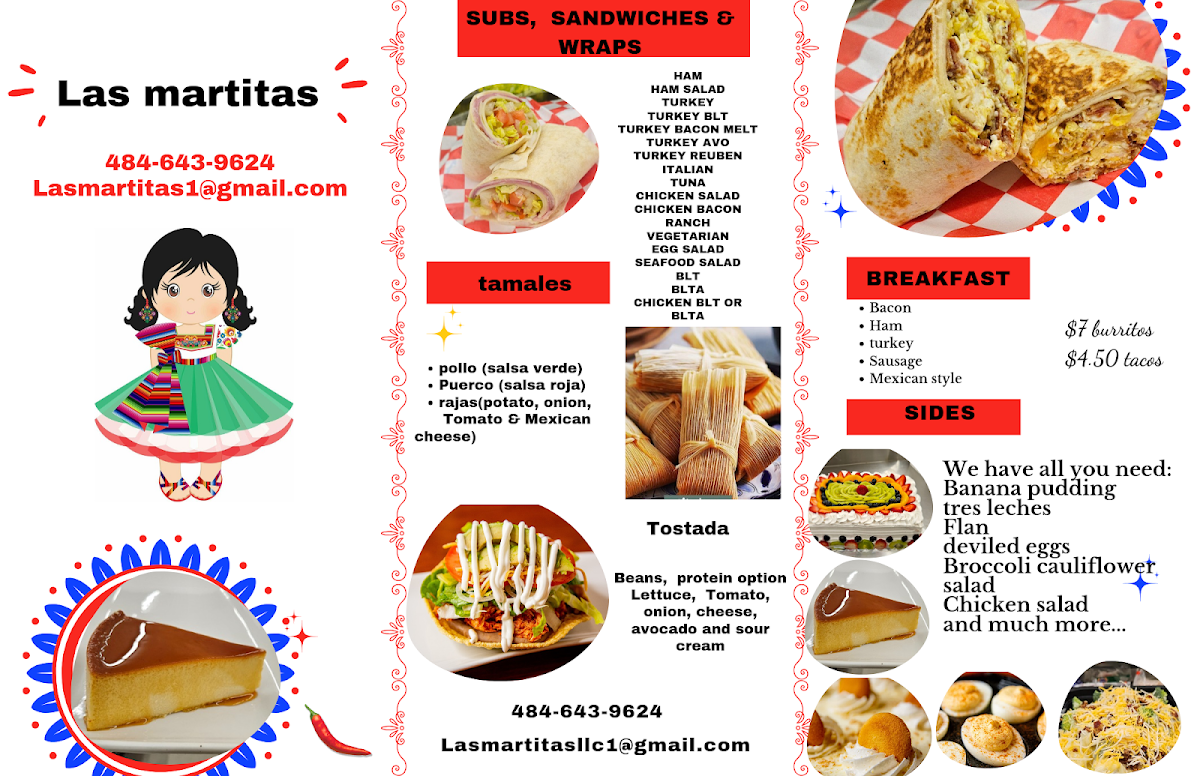 Las Martitas menu board