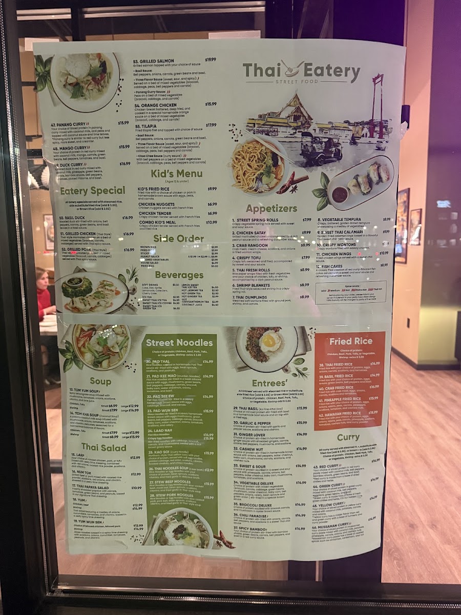 Thai Eatery menu board