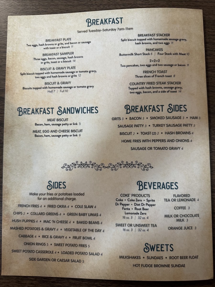 Jen’s Grill menu board