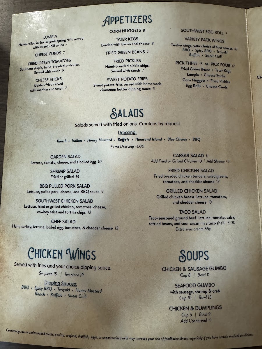 Jen’s Grill menu board