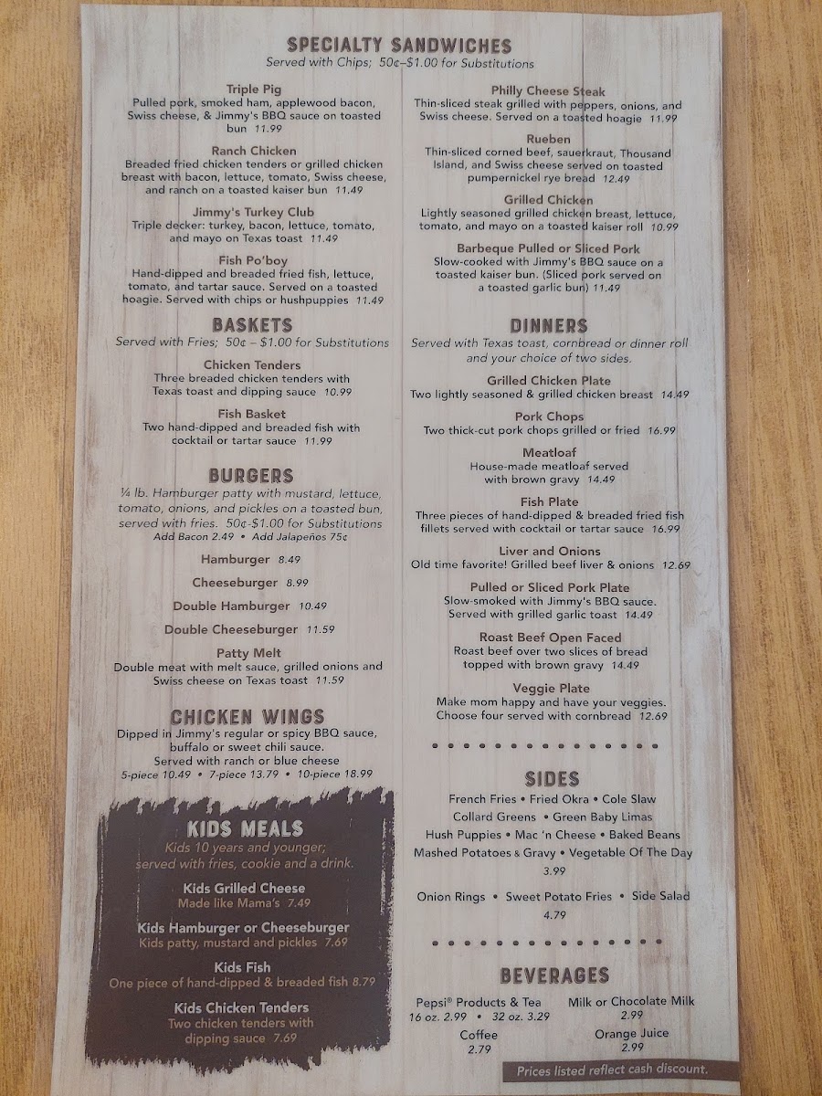 Jen’s Grill menu board