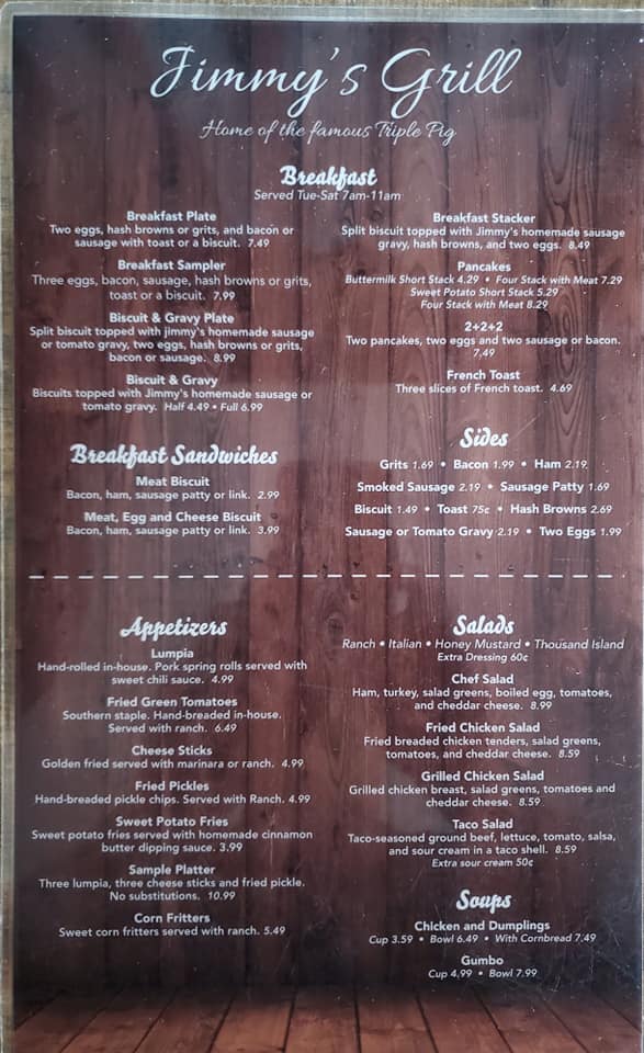 Jen’s Grill menu board