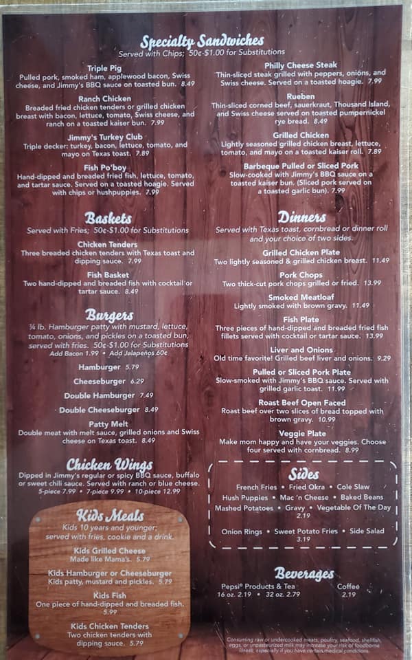 Jen’s Grill menu board