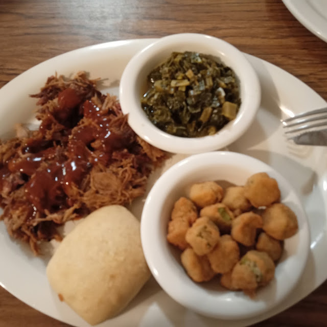 Pulled Pork with Okra and Collard Greens