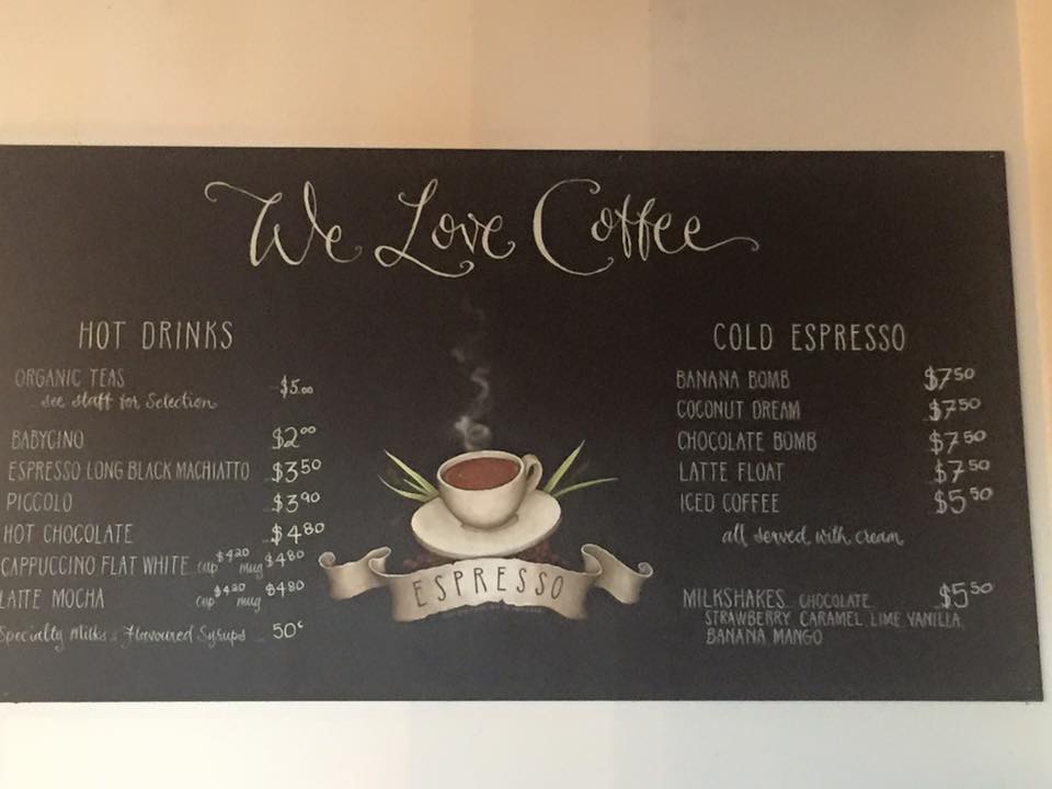 Woodbox Cafe menu board