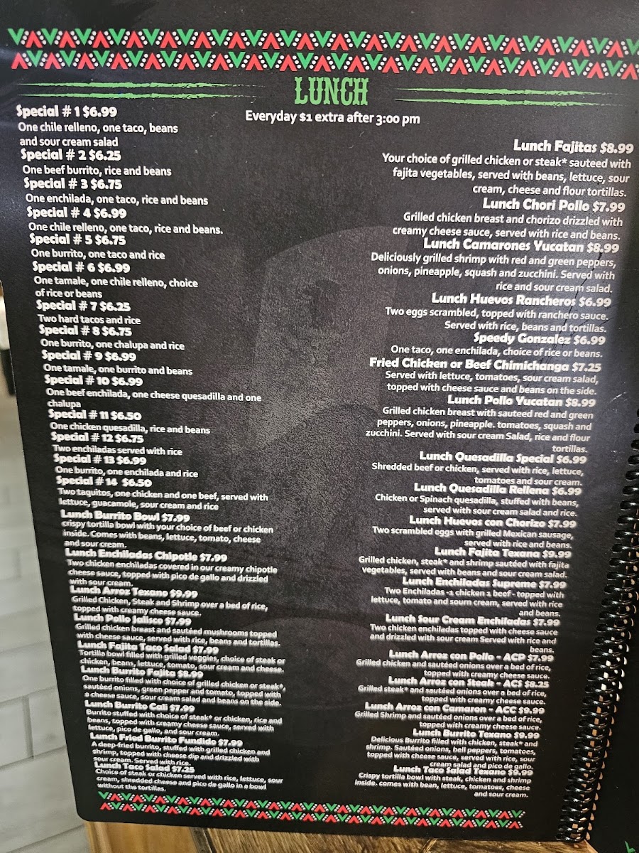 Don Julio Tequilas menu board