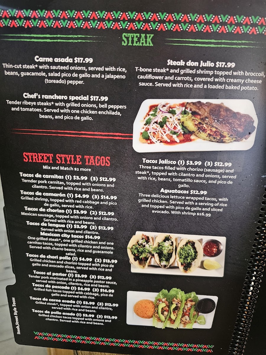 Don Julio Tequilas menu board