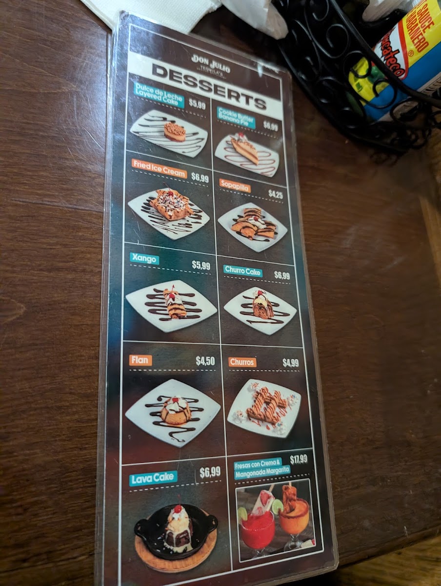 Don Julio Tequilas menu board