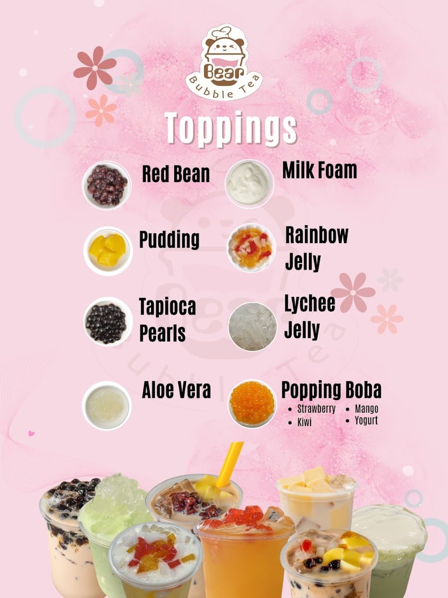 Bear Bubble Tea menu board