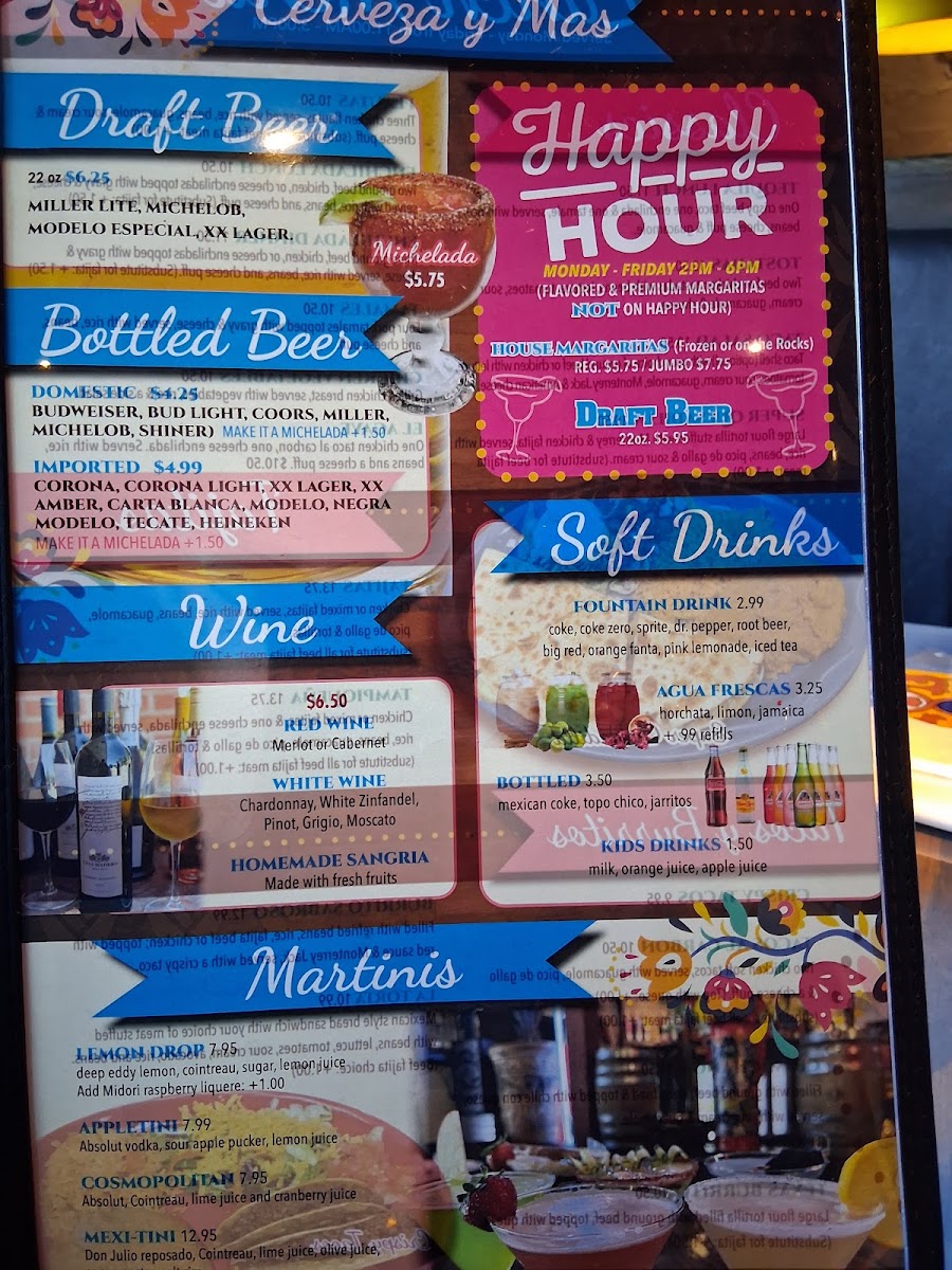 Tequila Grill menu board