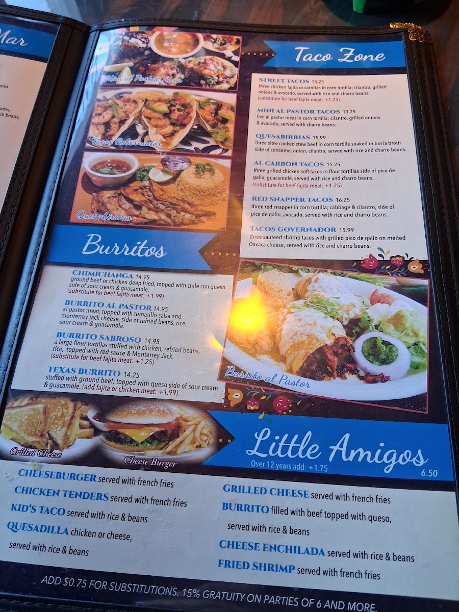 Tequila Grill menu board