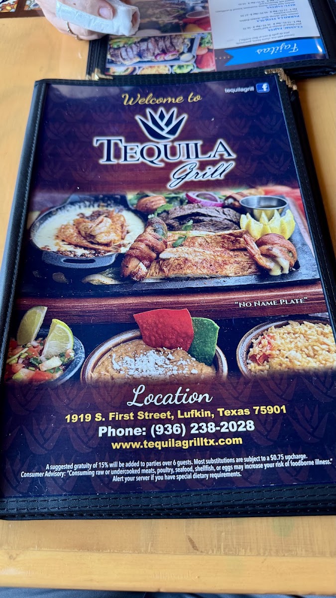 Tequila Grill menu board