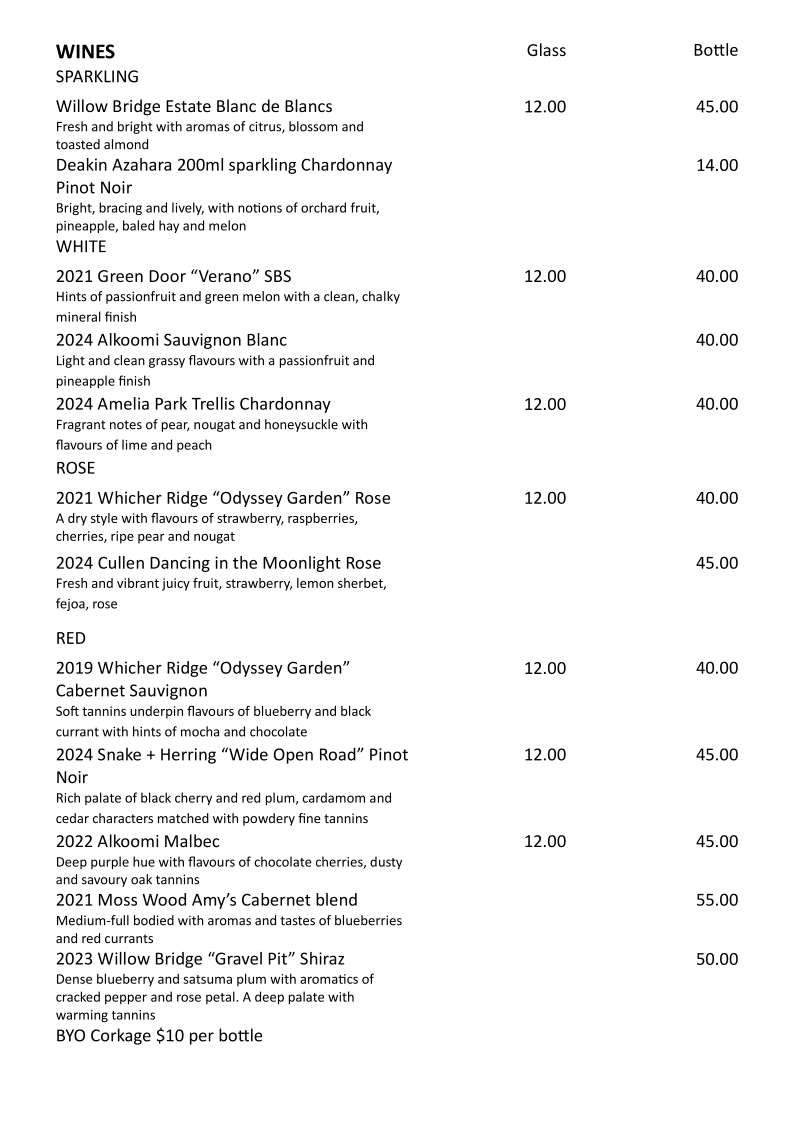 Hippo Lakes menu board