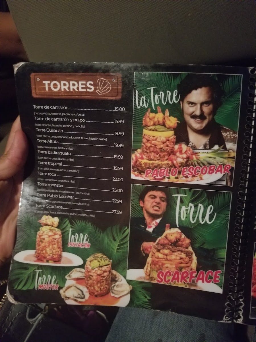 Mariscos Culiacan menu board