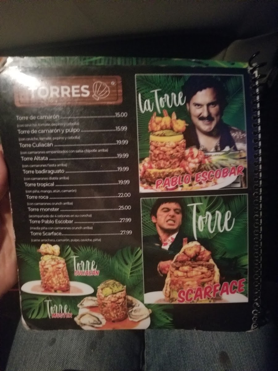 Mariscos Culiacan menu board