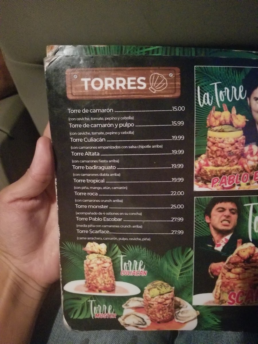 Mariscos Culiacan menu board