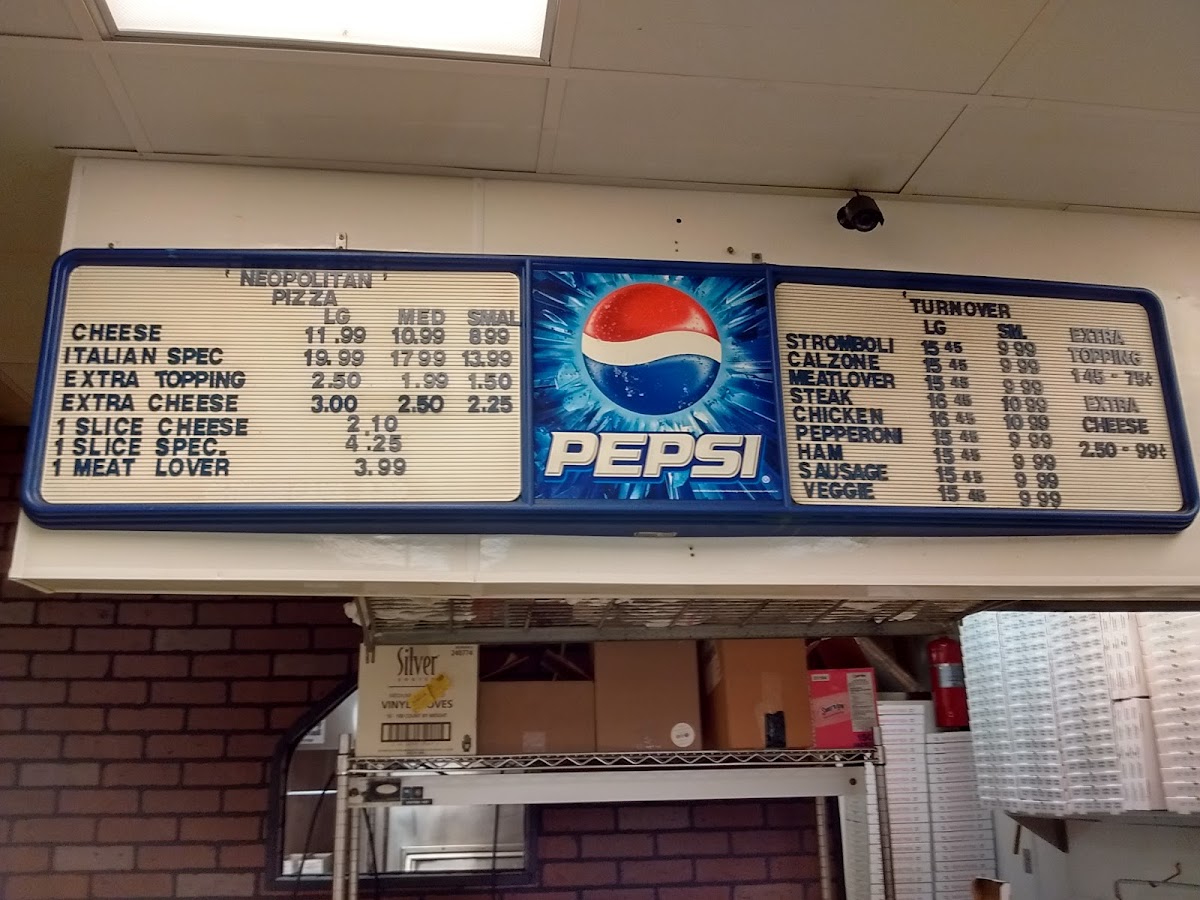 Italian Pizzeria menu board