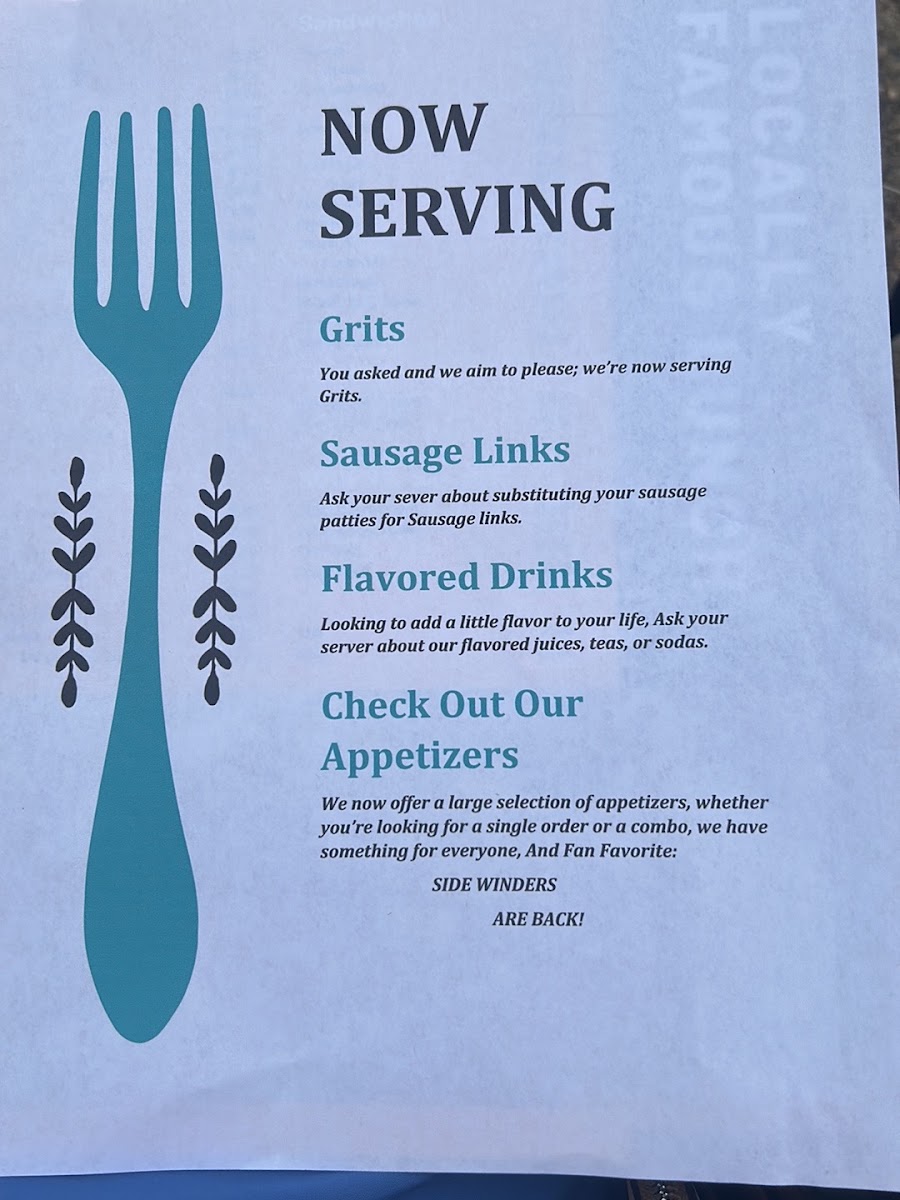 Donna's Place menu board