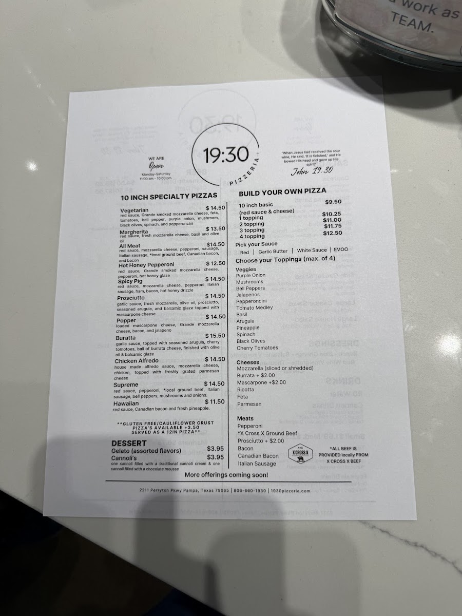 19:30 Pizzeria menu board