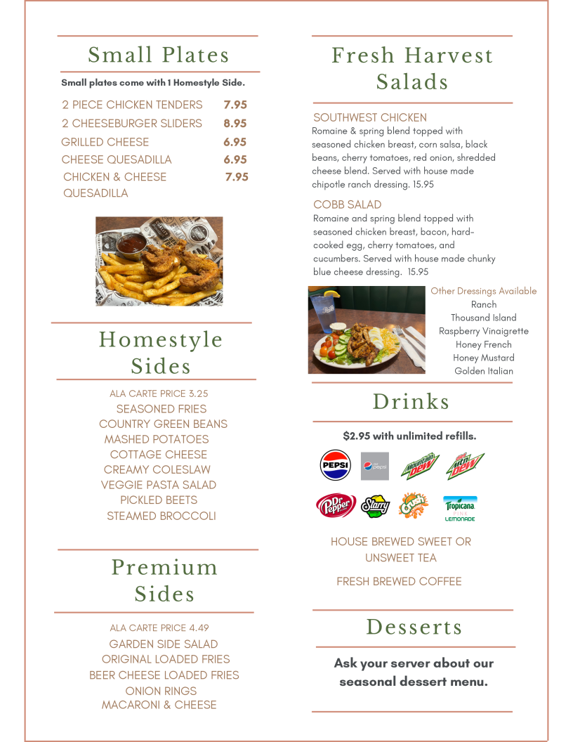Kim’s Southern Table menu board
